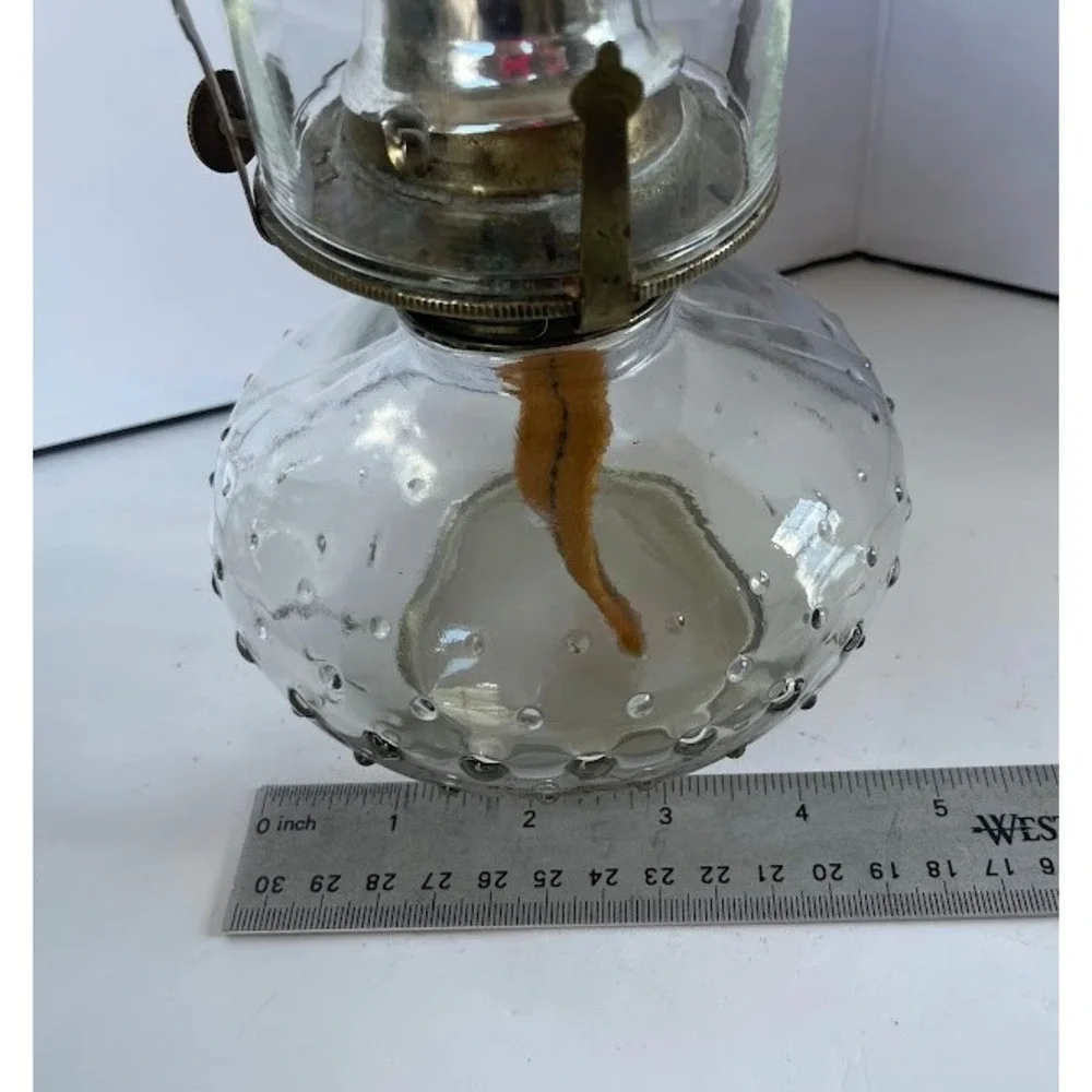 Vintage Glass Oil Lamp with Clear Chimney - Antique Kerosene Lantern Home Decor